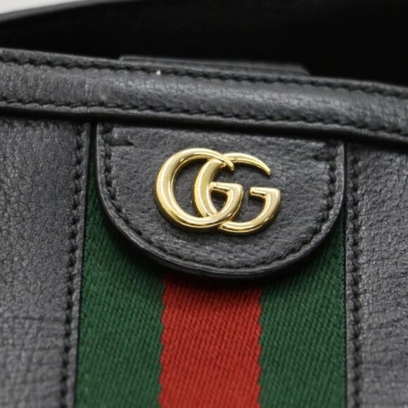 GUCCI Textured Calfskin Web Large Ophidia Shopping Tote Black - Picture 2 of 16